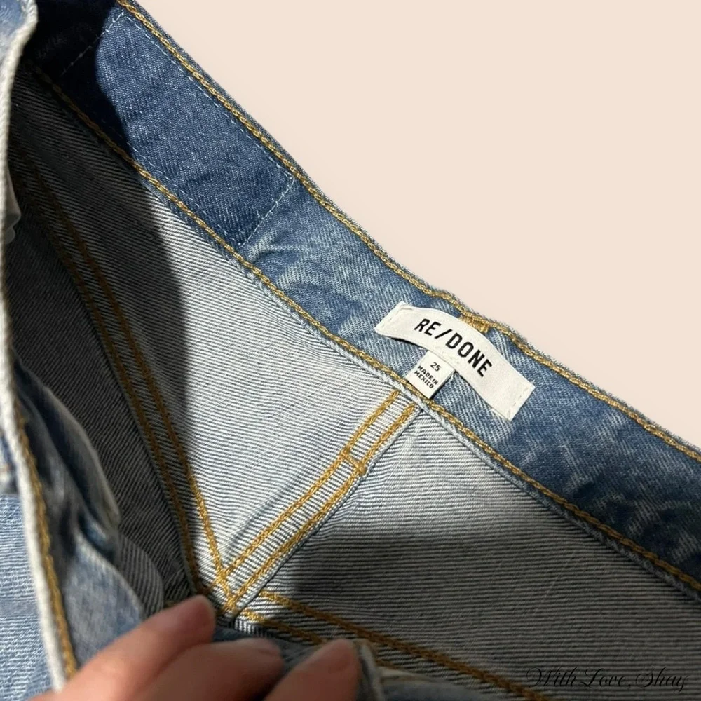 NWT RE/Done medium wash low rise baggy skater denim shorts - Picture 4 of 6